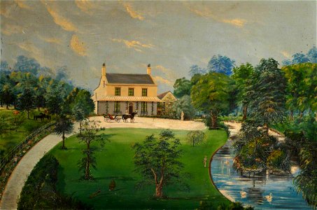 American School (attributed to) - View of a House with Garden, Pond, Horse and Carriage - 825623 - National Trust