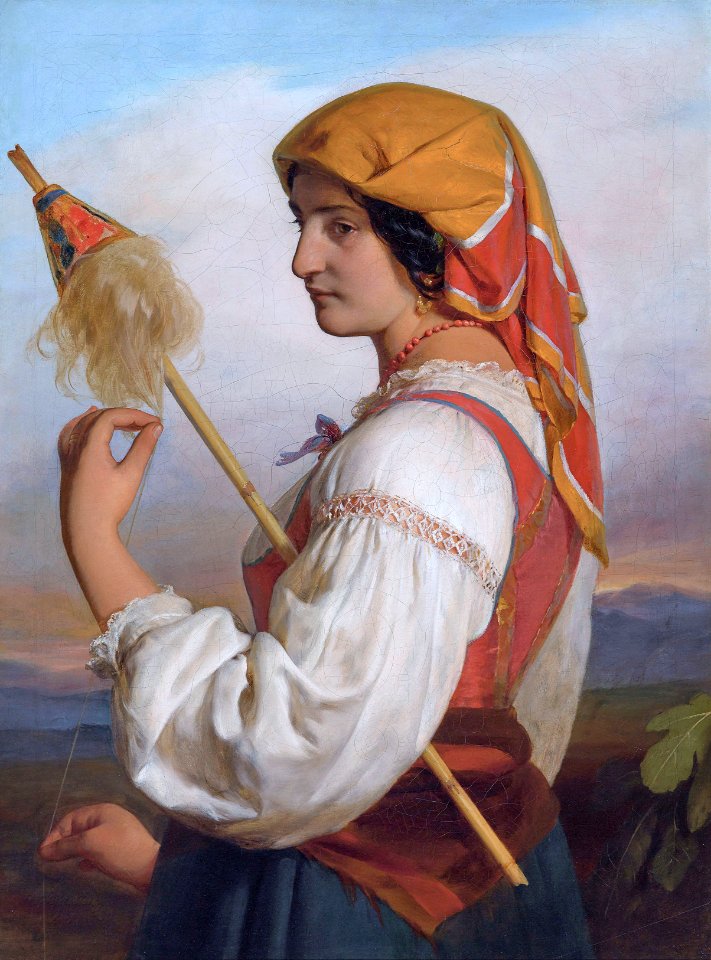 Friedrich von Amerling - Italienerin mit Spinnrocken (1846)FXD