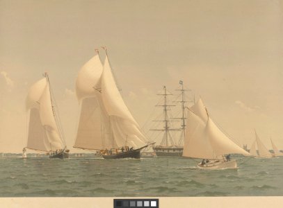 American Yachts Plate VIII Peerless, Ruth, Metric and Roslyn. Running Out - New Bedford RMG PY8781