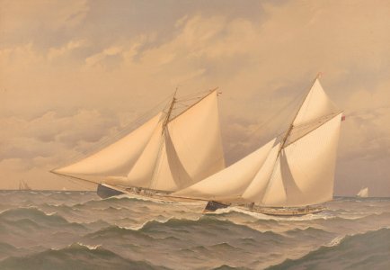 American Yachts. Extra Plate. For the America's Cup - 1885 - Near the Finish Puritan, Genesta RMG PY8802