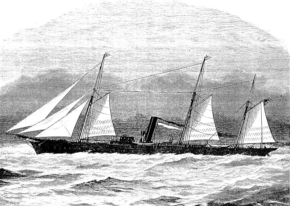 Amerikanische Yacht ATALANTA von Jay Gould 1884, später venezolanisches Kanonenbot RESTAURADOR. Scientific American vom 15. November 1884