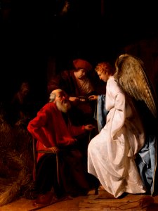 Simon Hendricksz. van Amersfoort - Tobias and the Angel curing Tobit of blindness, 1630 (Birmingham Museum of Art). Free illustration for personal and commercial use.