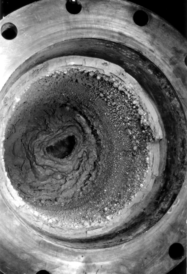 Ames Process pressure vessel remnant slag after reaction