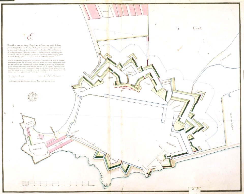 AMH-4220-NA Map for the fortification of the castle at Colombo