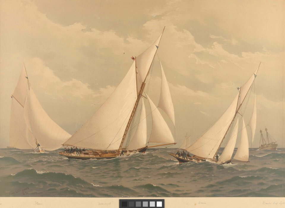 American Yachts Plate IV. Off Brenton's Reef. Ileen, Wenonah, Oriva RMG PY8796