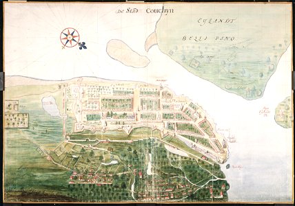 AMH-6148-NA Bird's eye view of the city of Cochin, India