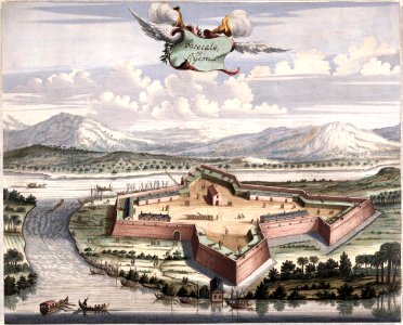 AMH-6134-NA Bird's eye view of the fort of Batticaloa