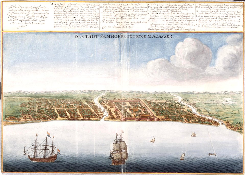AMH-6161-NA Bird's eye view of the city of Samboppe, Macassar