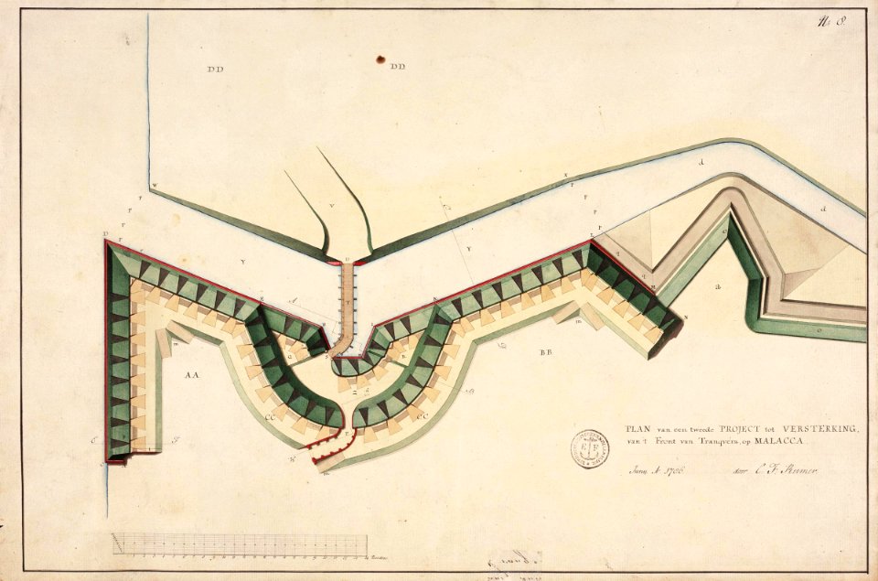 AMH-5410-NA Profiles relating to the fort of Tranquera at Melaka