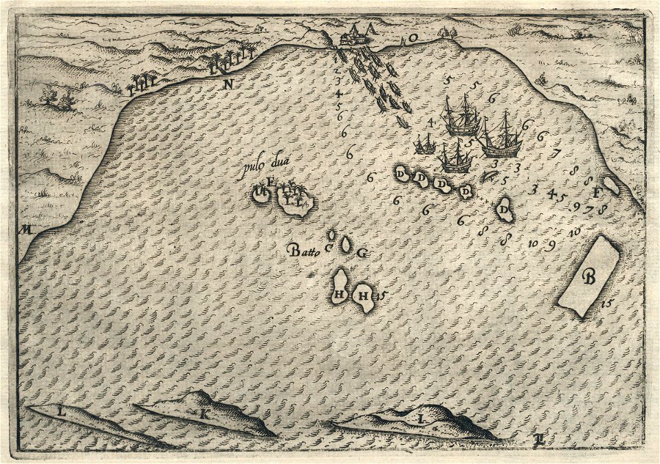 AMH-6642-KB Bird's eye view of the Bay of Bantam