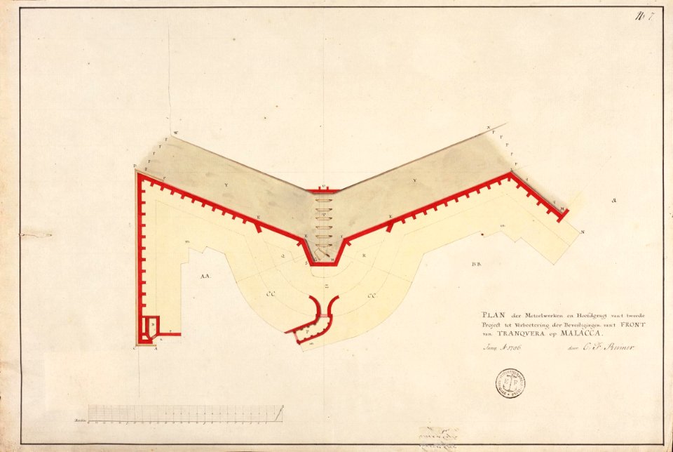 AMH-5407-NA Profiles relating to the fort of Tranquera at Melaka
