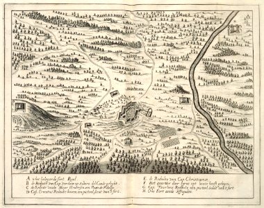 AMH-6719-KB Bird's eye view of the seige of Fort Real in 1633 or 1635
