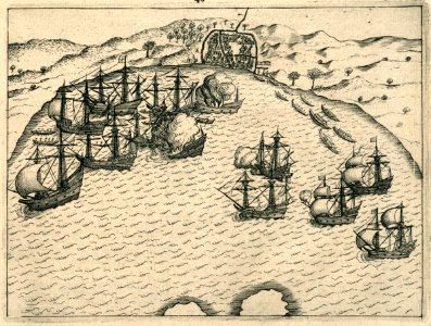 AMH-6470-KB Battle near Bantam between Wolfert Harmensz against the Portuguese