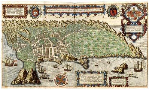 AMH-6602-KB Bird's eye view of the city of Angra on Tercera, the Azores