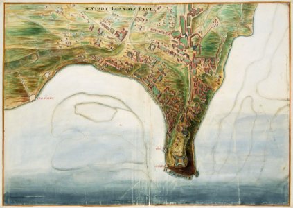 AMH-6761-NA Bird's eye view of the city of Loanda