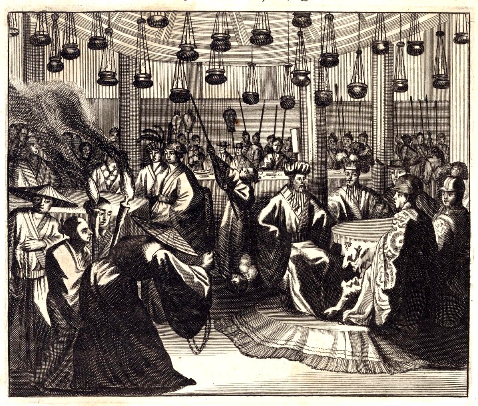 AMH-6850-KB The Dutch delegation led by Van Hoorn is received by the Mandarin of Zwansefoe