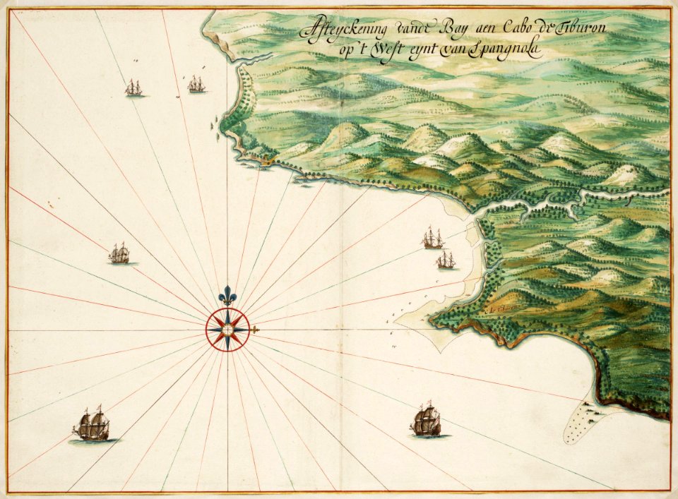 AMH-6750-NA Bird's eye view of the bay near Cabo de Tiburon on Hispaniola, Haïti