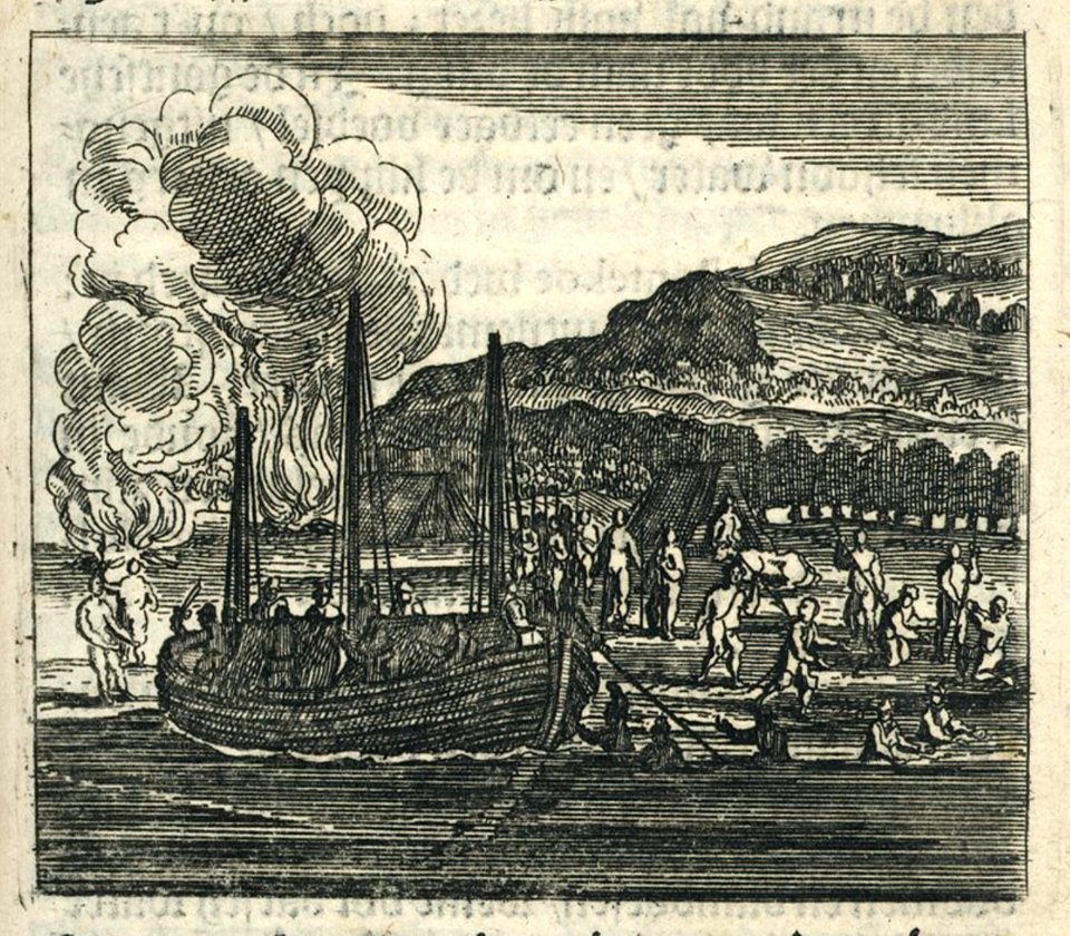 AMH-6774-KB Sumatrans attacking shipwrecked sailors