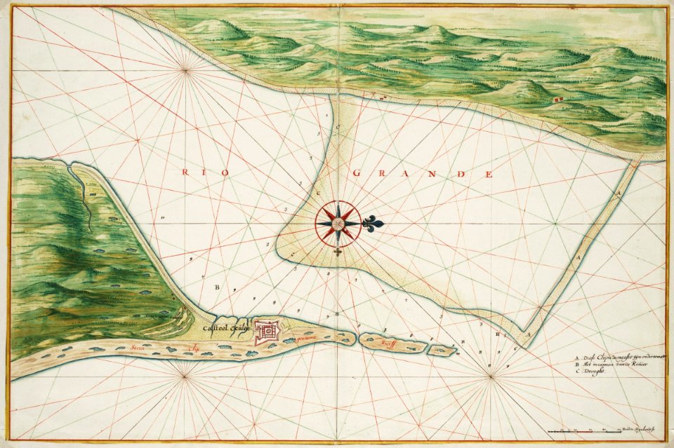 AMH-6792-NA Map of the mouth of the Rio Grande and Fort Ceulen