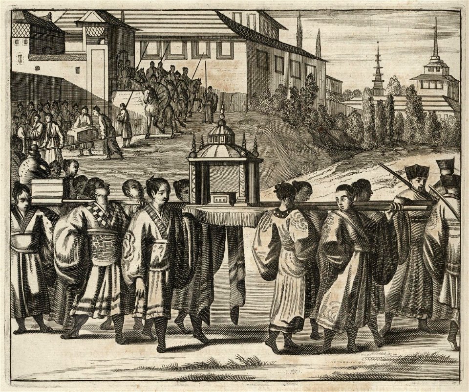 AMH-6852-KB The Dutch delegation led by Van Hoorn receives a letter from the Emperor