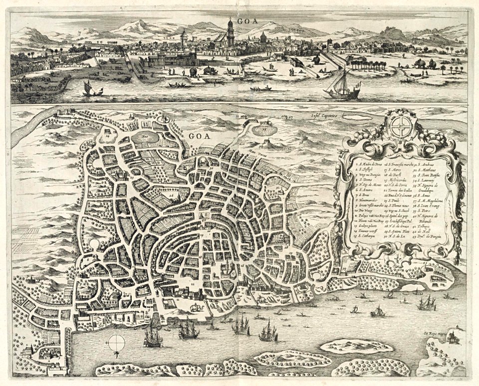 AMH-6963-KB Bird's eye map and view of Goa