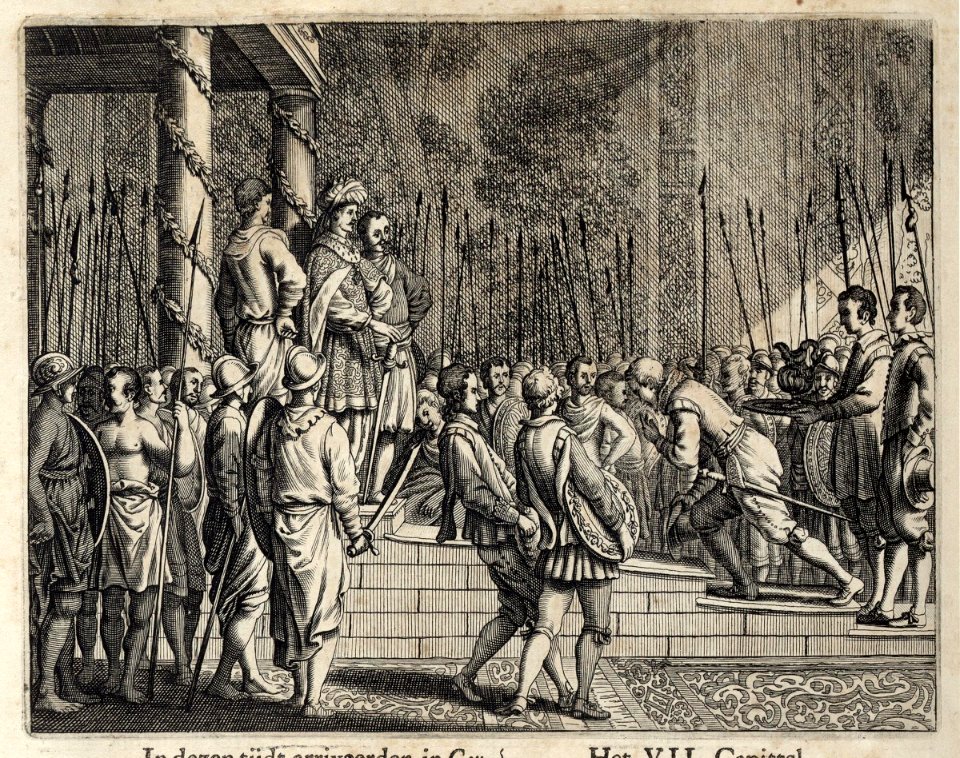 AMH-6981-KB Joris van Spilbergen in an audience with Vimala Dharma Suriya on Ceylon, 1602