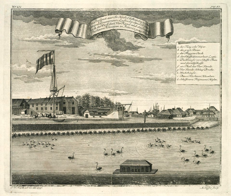 AMH-7027-KB Prospect from the pleasure gardens of the Governor-General on Batavia