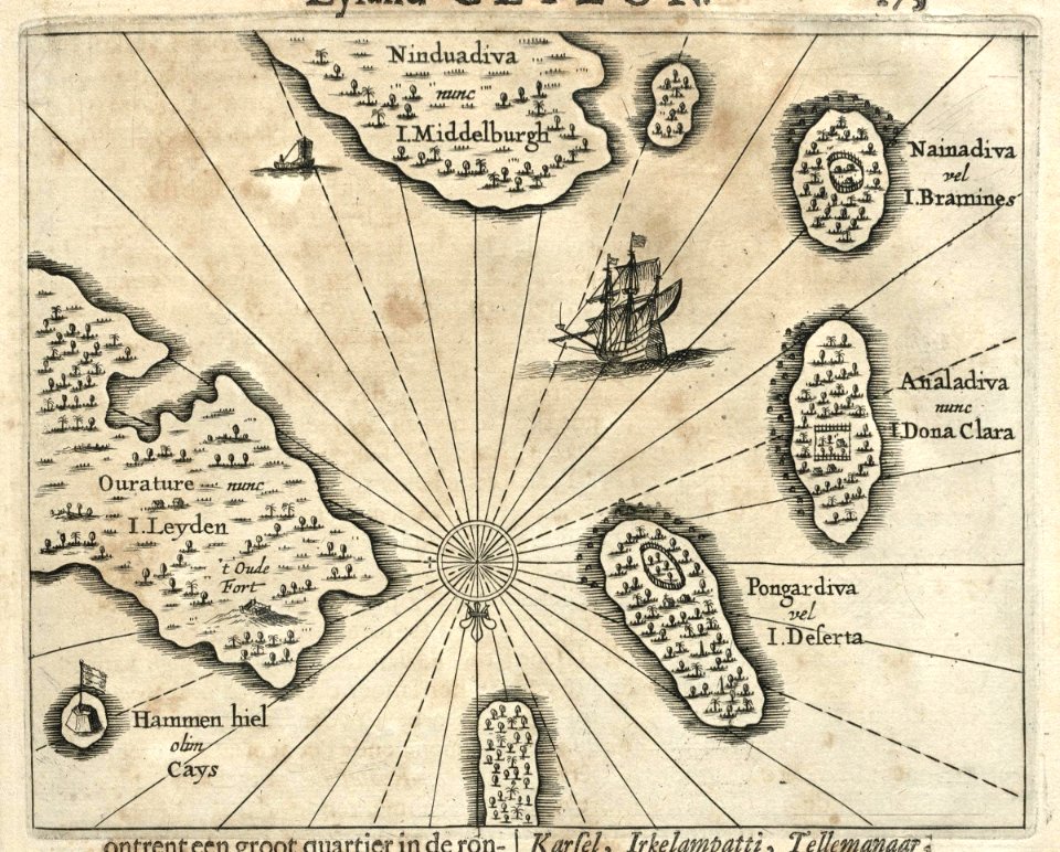 AMH-7007-KB Map of the islands of Leyden, Middelburg, Hammenhiel, Bramines, Dona Clara and Deserta