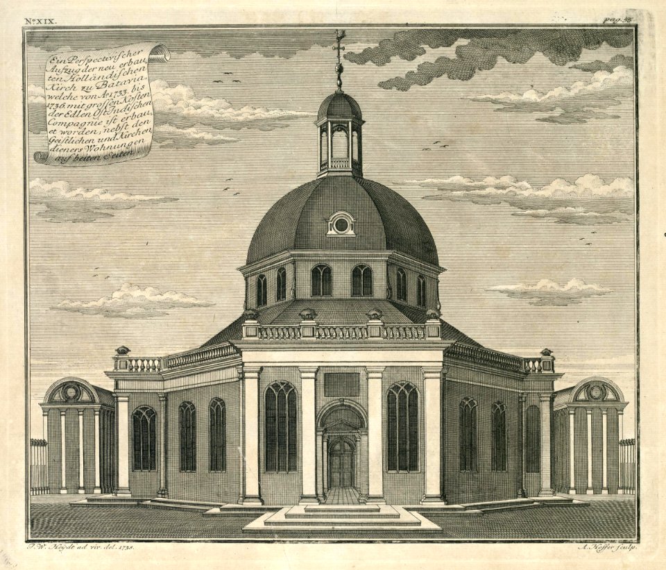 AMH-7029-KB View of the new Dutch church on Batavia
