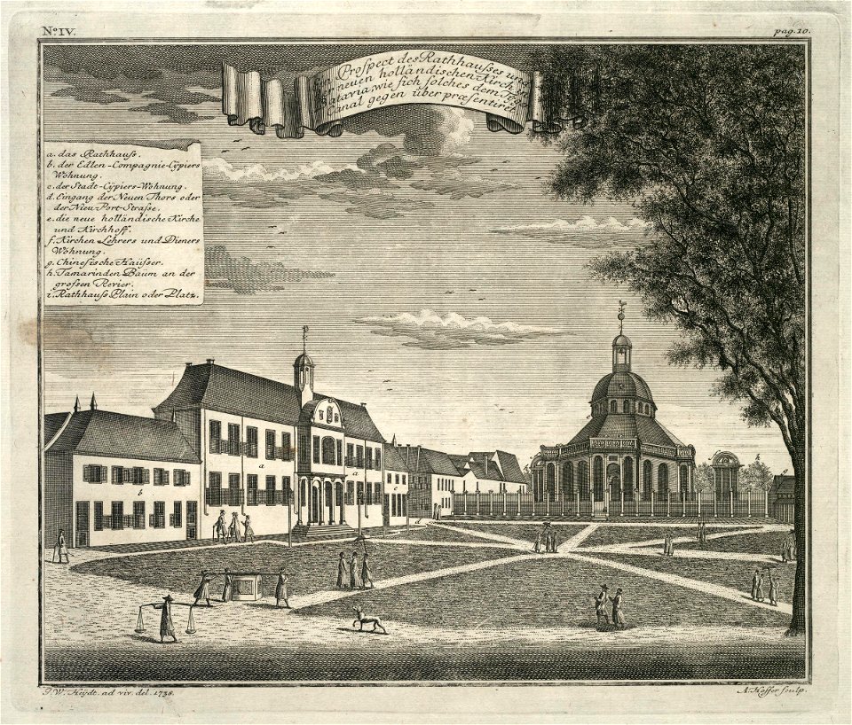 AMH-7018-KB View of the town hall and the new Dutch church in Batavia, seen from the Tijgersgracht canal
