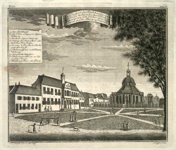AMH-7018-KB View of the town hall and the new Dutch church in Batavia, seen from the Tijgersgracht canal