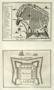 AMH-7263-KB Maps of the city of Punto Gale and the fort of Manaar