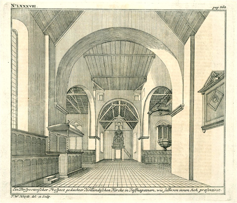 AMH-7095-KB Interior of the Dutch church in Jaffnapatnam