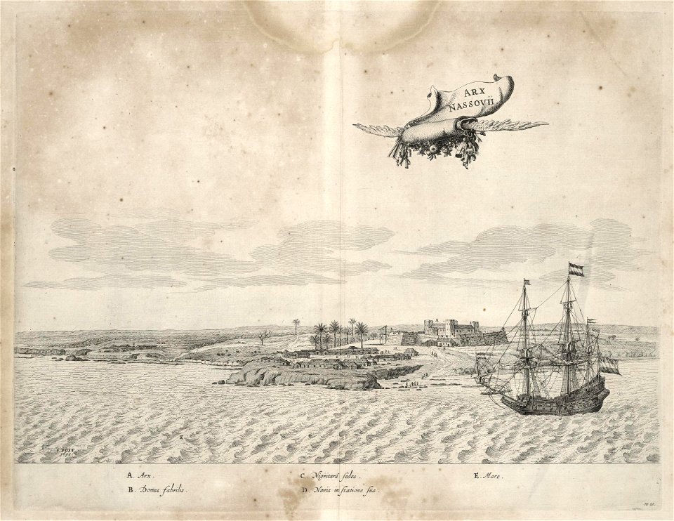 AMH-7299-KB View of the fort of Nassau at Mouri