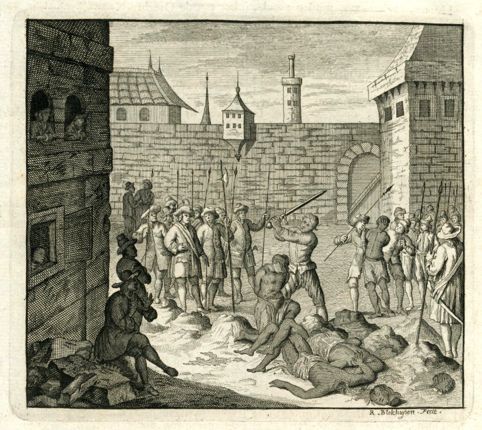 AMH-7207-KB Beheading of Moluccan 'mutineers' in Fort Victoria on Ambon in 1653