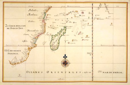 AMH-7428-KB Map of the southwestern part of the Indian Ocean