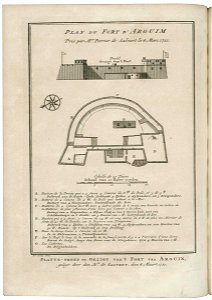 AMH-7887-KB Elevation and floor plan of the fort at Arguin. Free illustration for personal and commercial use.