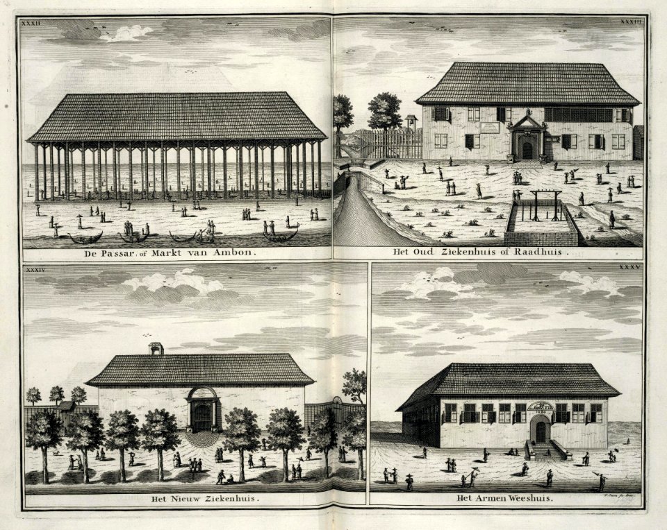 AMH-7212-KB Four views of buildings in Ambon City
