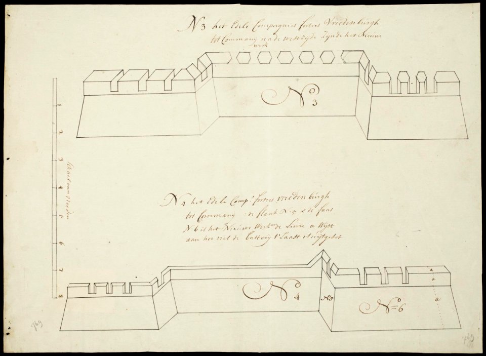 AMH-7706-NA Two views of the Vredenburg fort at Komenda