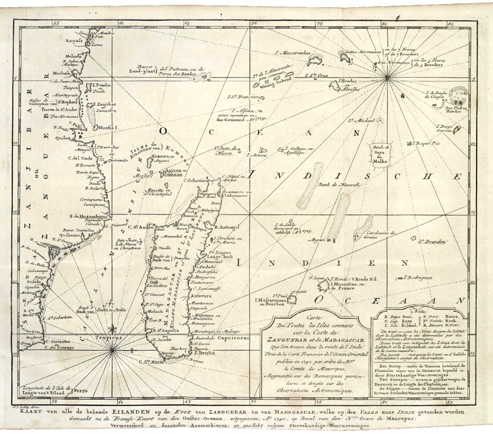 AMH-7923-KB Map of part of the African east coast and Madagascar