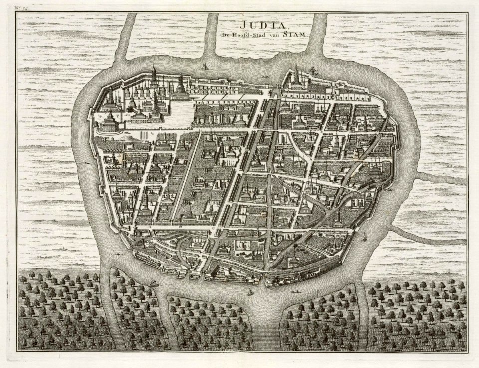 AMH-7236-KB Bird's eye view of the city of Judia in Siam