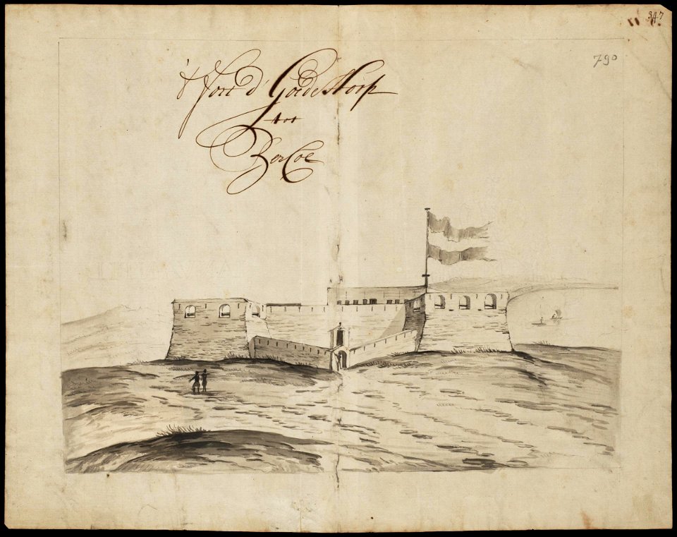 AMH-7732-NA View of Fort Goede Hoop at Berku