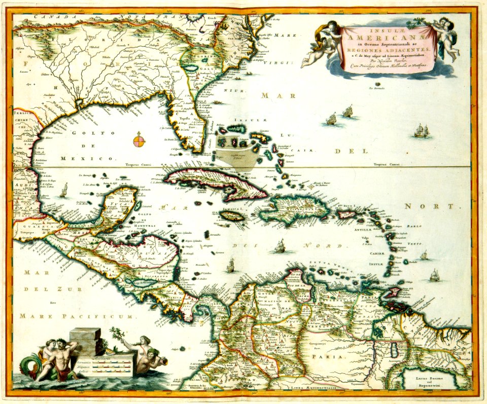 AMH-7755-KB Map of Central American and the Caribbean region