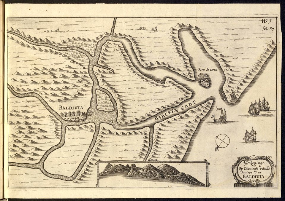 Amh-7505-kb Map Of The Mouth Of The Baldivia River - Free Stock 