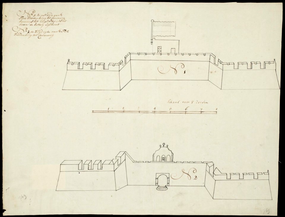AMH-7703-NA Views of the eastern and southern aspects of the Vredenburg fort at Komenda