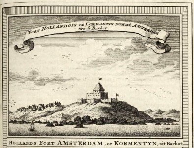 AMH-7938-KB View of Fort Amsterdam at Cormantin. Free illustration for personal and commercial use.