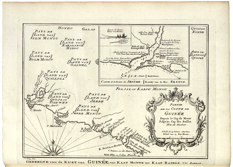 AMH-7944-KB Map of a part of the West African coast with an inset showing the mouth of the Sestos