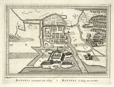 AMH-7985-KB Bird's eye view map of the siege of Batavia in 1629