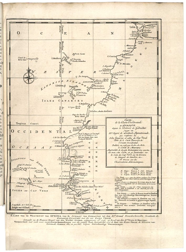 AMH-7877-KB Map of the west coast of Africa, from Gibraltar to 9 degrees north latitude