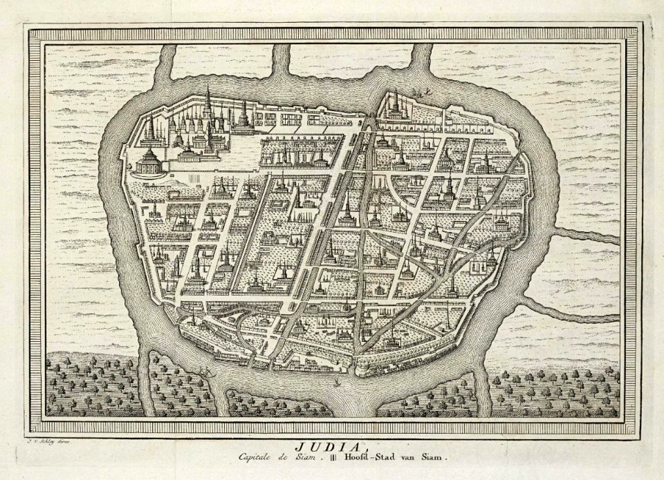 AMH-8006-KB Bird's eye view of the city of Judia in Siam